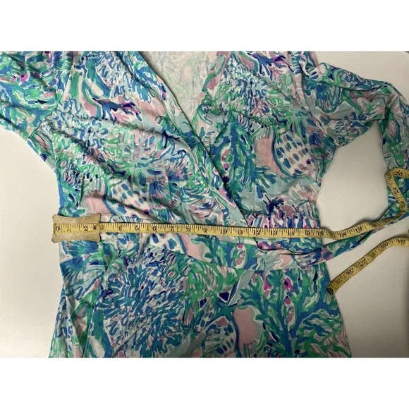 Lilly Pulitzer Karlie Wrap Romper XL Craysea Seashell Resort Blue Purple Green - Picture 7 of 11